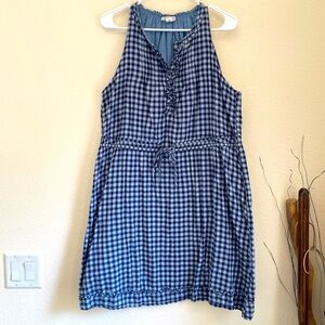 Converse Dress Blue Plaid Sleeveless Cotton Fully Lined Fit and Flare L